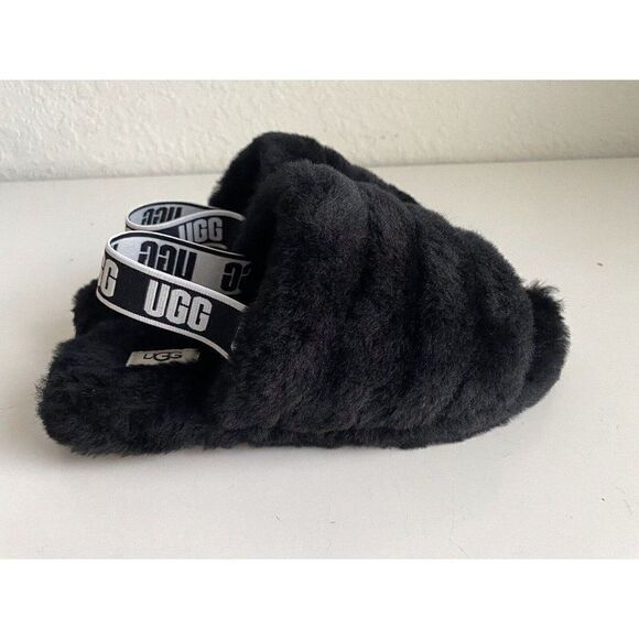 UGG Fluff Yeah Ruby Black Slide Slippers 1098494 Women’s Size 6 Box No Lid NEW - Picture 9 of 13